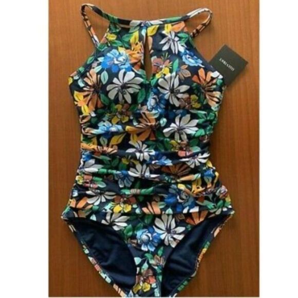 Ellen Tracy women's floral Keyhole High-Neck one piece Swimsuit size 8 - Picture 5 of 12